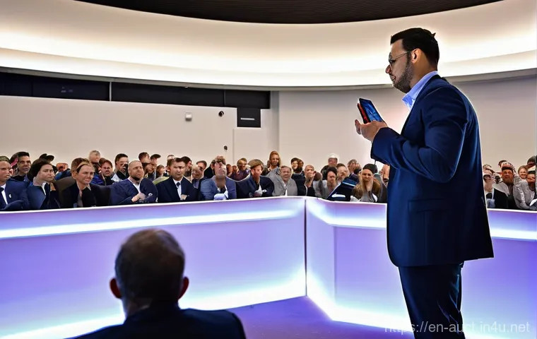 경매사 경력 초기에 필요한 기술과 지식 - **The Perceptive Auctioneer: Reading the Room**
    A sophisticated image focusing on a female aucti...