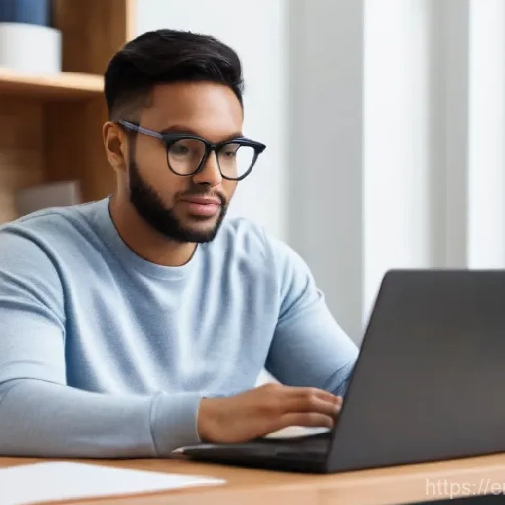 경매사 시험 준비 중 유용한 온라인 자료 - **Prompt:** A diverse young adult, focused and determined, is seated at a clean, modern desk in a we...