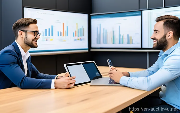 경매사 시험 준비 중 유용한 온라인 자료 - **Prompt:** A professional individual, in their late 30s to early 50s, is confidently navigating a s...