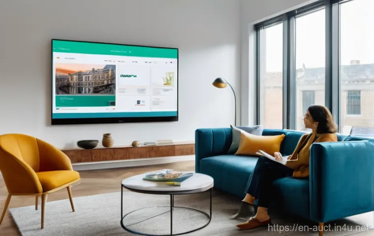 경매사 관련 산업에서의 최신 변화 - A person in their early thirties, wearing a clean, modern t-shirt and light trousers, stands in a sp...