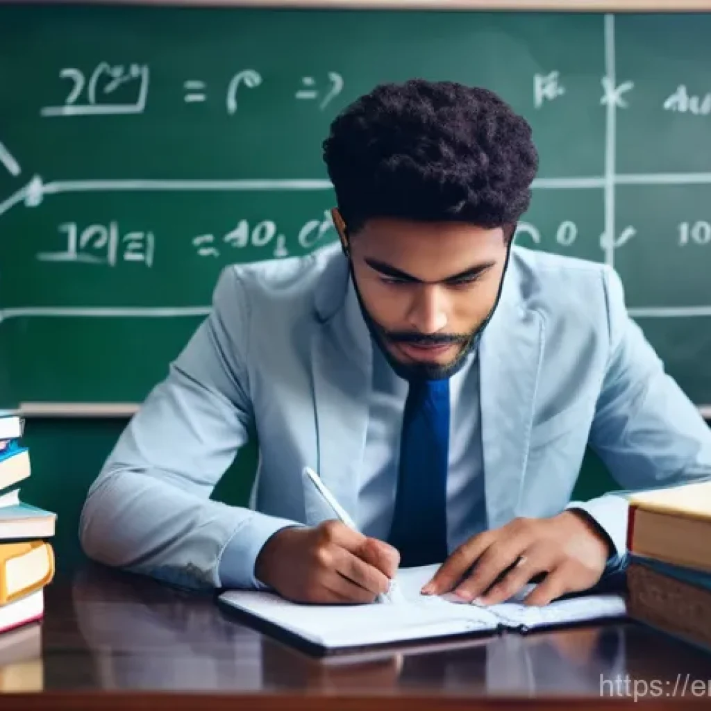 경매사 필기시험 문제 풀이법 소개 - **Prompt:** A focused young adult, dressed in smart casual attire, sits at a clean, well-lit desk, s...