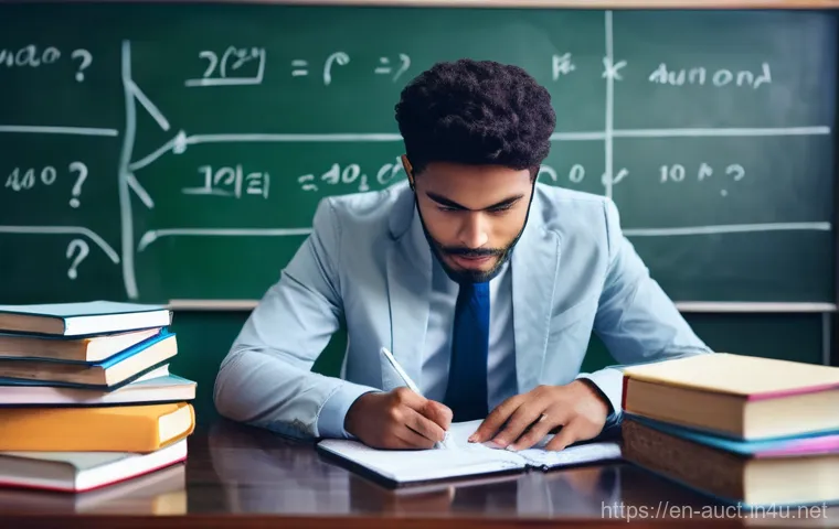 경매사 필기시험 문제 풀이법 소개 - **Prompt:** A focused young adult, dressed in smart casual attire, sits at a clean, well-lit desk, s...