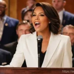 경매사 자격증 취득 후의 직업 만족도 - **Prompt: The Zenith of the Gavel**
"A dynamic, medium shot of a professional female auctioneer,...