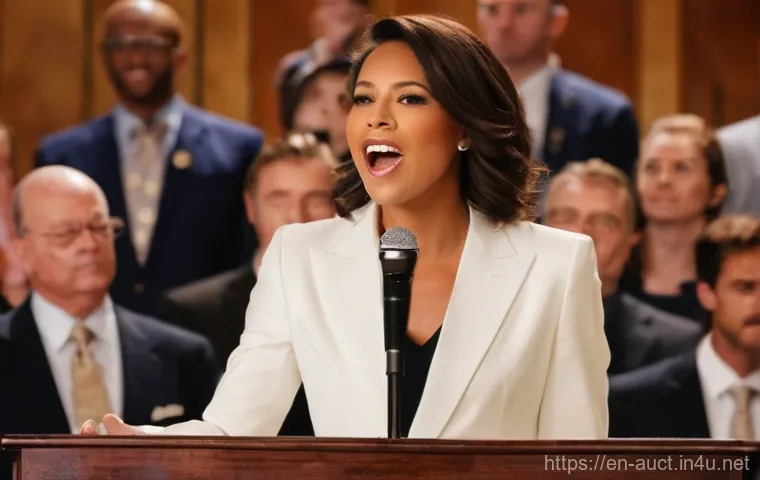 경매사 자격증 취득 후의 직업 만족도 - **Prompt: The Zenith of the Gavel**
"A dynamic, medium shot of a professional female auctioneer,...