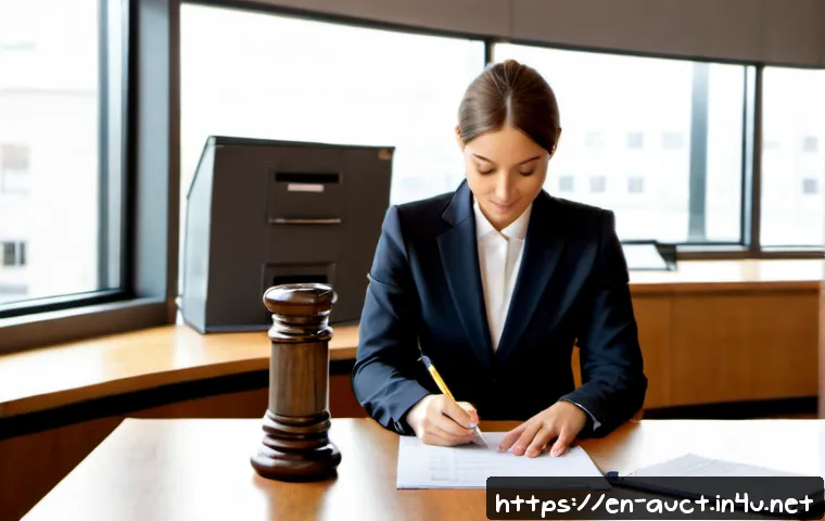 경매사 연봉 협상 팁 - Photorealistic auction professional in a smart business suit calmly negotiating compensation with a ...