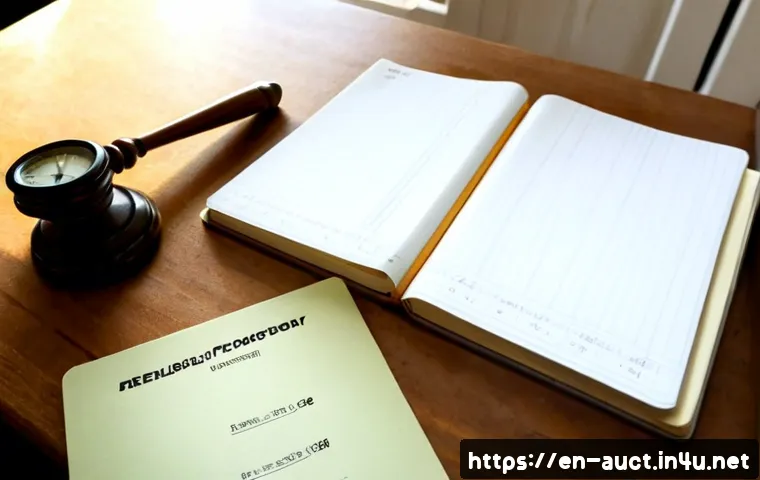 Home 17 경매사 필기시험 대비를 위한 복습 전략 - Photorealistic overhead study desk for an auctioneer written exam review, neatly arranged blank flas...